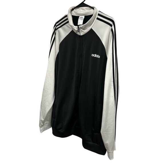 Adidas Mens Black White Full Zip Track Jacket Logo Sz 2XL - Picture 3 of 8